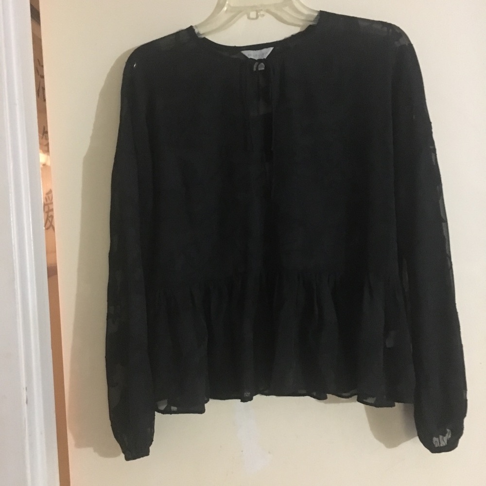 Belle And Sky Sheer Black Blouse Size Medium.